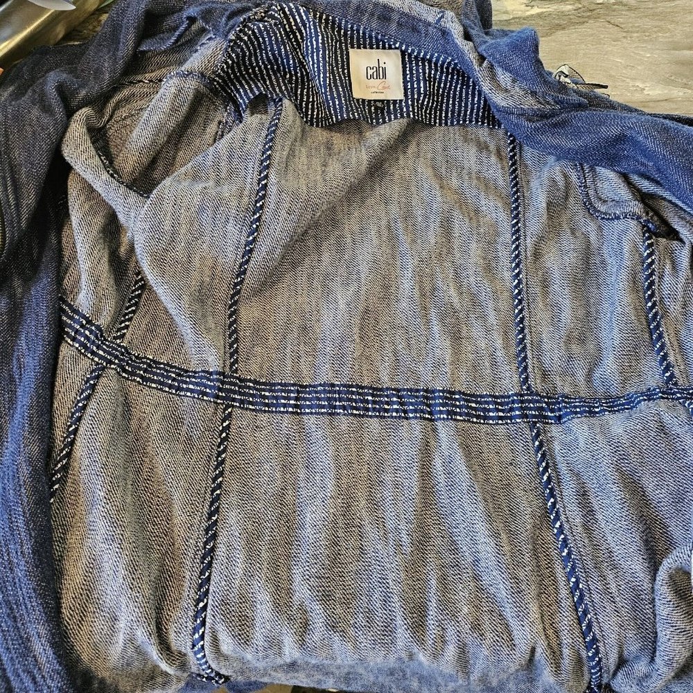 Cabi Jacket M Indigo Blue Anorak Zip Front Hood Pockets Casual Spring Cotton - Picture 8 of 13
